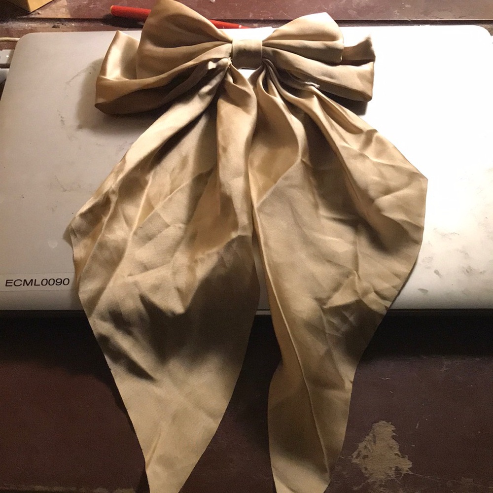 Handmade hair barrette with silky bow